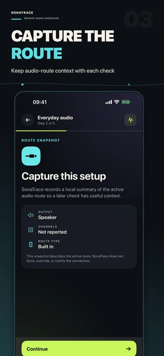 SonaTrace — Capture the route. Remember the setup you used.